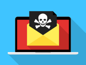 yellow ransomware email open on laptop